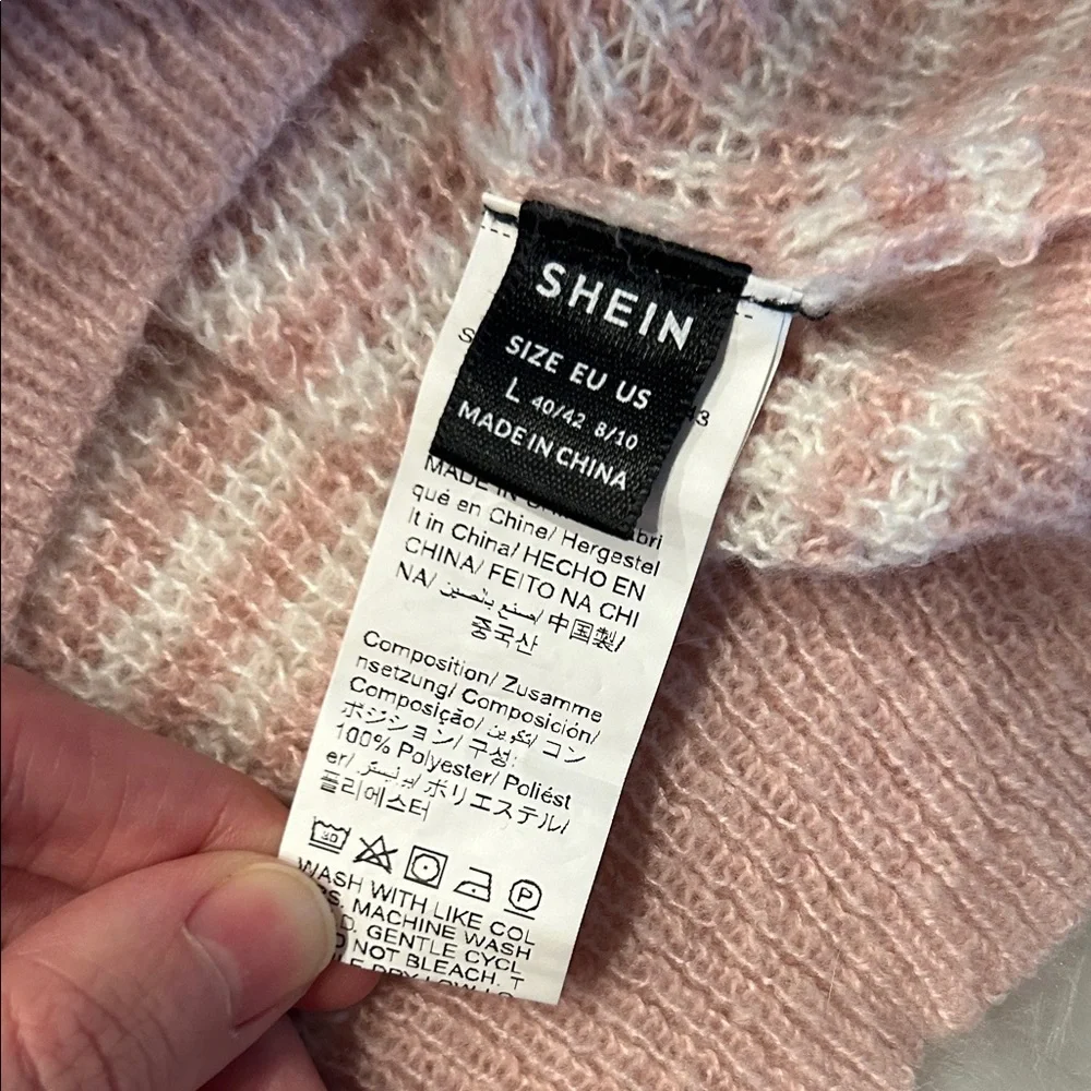SHEIN Blush and White Striped Sweater